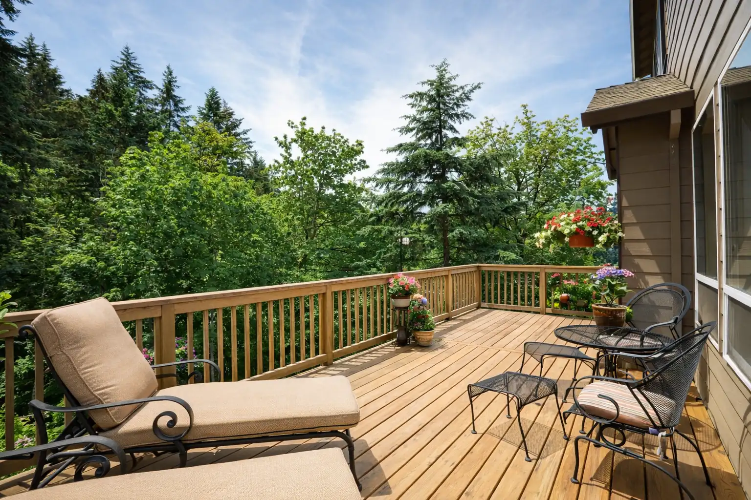 Composite deck build with cable railing in Bellevue, Washington