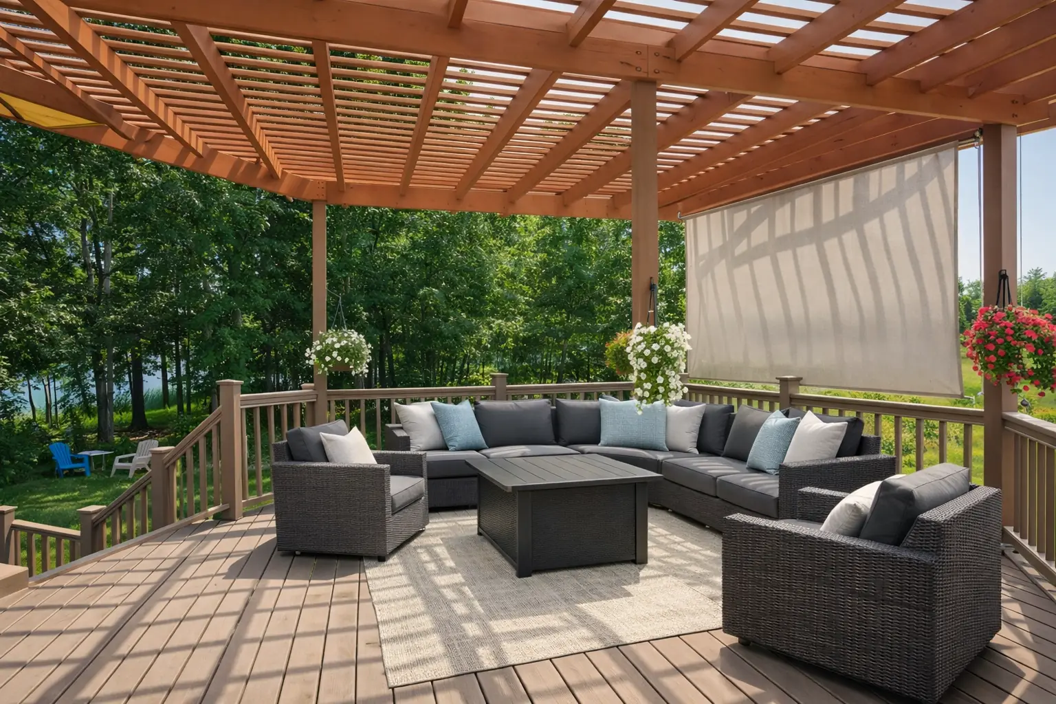 Backyard deck extension with integrated stairs in Seattle, Washington