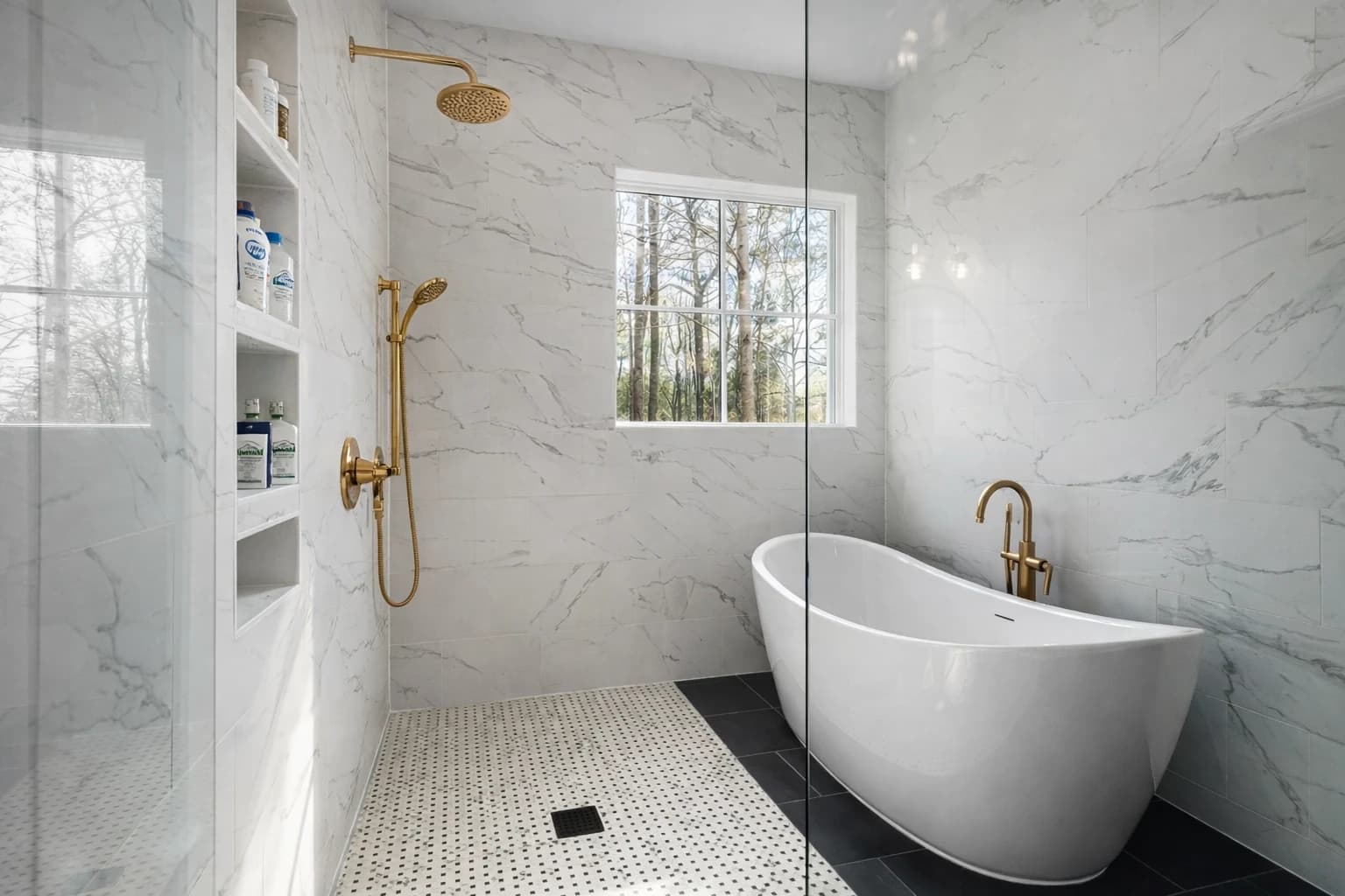Bathroom remodeling project with modern tile finishes in Seattle