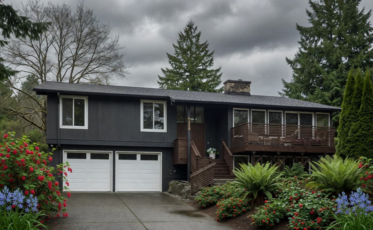 Bellevue Split-Level Home Renovation with Wood Paneling Bellevue split-level home renovation with wood paneling by Fine Element Construction